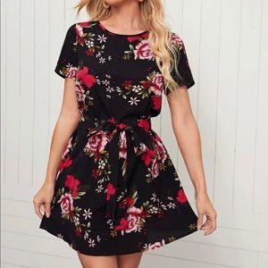 Floral Print Belted Dress